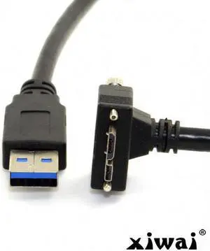 Xiwai 1.2m 90 Degree Down Angled Micro USB Screw Mount to 3.0 Data Cable for Industrial Camera