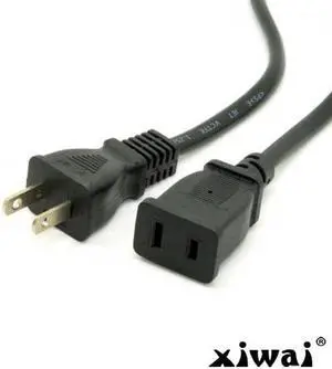 Xiwai USA Outlet Saver Power Extension Cord Cable 2-prong 2 Outlets for NEMA 1-15P to NEMA 1-15R 50cm