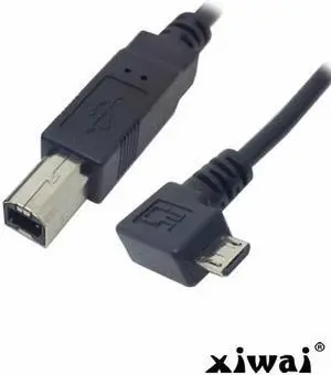 Xiwai Left Angled 90 Degree Micro USB OTG to Standard B Type Printer Scanner Hard Disk Cable 60cm