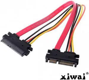 Xiwai SATA III 3.0 7+15 22 Pin SATA Male to Female Data Power Extension Cable 30cm Red Color