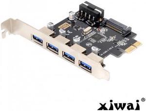 Xiwai 4 Ports PCI-E to USB 3.0 HUB PCI Express Expansion Card Adapter 5Gbps for Motherboard