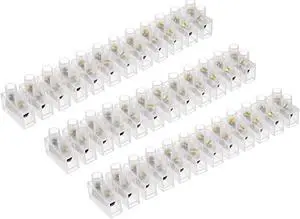 Terminal Block , 20A 12 Position Dual Row Type H Wire Connector Screw Terminal Barrier Strip , Pack of 5
