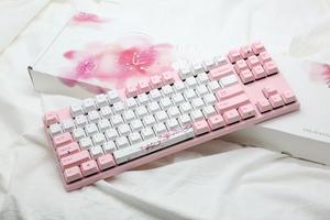 Varmilo VA87M Sakura TKL Gaming Mechanical Keyboard Cherry MX Blue Switch 87 Keys Dye Sub PBT Keycaps NKRO Detachable USB Wired Pink and White