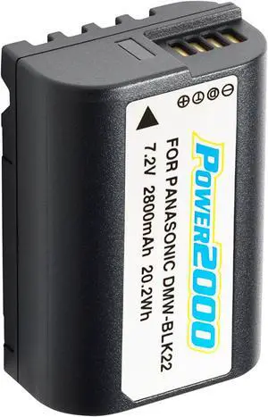 Power2000 DMW-BLK22 works for Panasonic Lumix DC-S5, DC-S5KK, DC-GH5M2, GH5 II, DC-GH6, DC-S5M2, DC-S5M2X, S5 II, S5 IIX, Digital Cameras