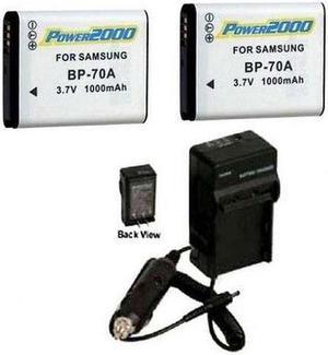 2 Batteries + Charger for Samsung EC-ST77ZZBPBGB, Samsung EC-ST66ZZBPBE3, Samsung EC-ST66ZZFPPE3