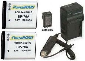2 Batteries + Charger for Samsung ST76, Samsung ST77, Samsung EC-MV800ZBPBUS, Samsung EC-ST66ZZBPBGB, Samsung ST78
