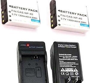 2X Batteries + Charger for Casio EX-Z850, Casio EX-Z1000, Casio EX-Z1050, Casio EX-Z1050BE, Casio EX-Z1050BK