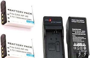 2 Batteries + Charger for Casio EX-Z600, Casio EX-Z650, Casio EX-Z700, Casio EX-Z700GY, Casio EX-Z750, Casio EXZ850