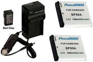 2 EA-BP88A Batteries + Charger for Samsung EC-DV300FBPB, Samsung EC-DV300FBPRUS, Samsung EC-DV305
