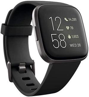 Versa 2 Health and Fitness Smartwatch with Heart Rate Music Alexa BuiltIn Sleep and Swim Tracking BlackCarbon One Size S and L Bands Included