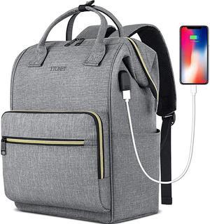 Backpack for Women Men Travel Backpack for 156 Inch with RFID Pocket USB Charging Port Water Resistant Durable Carry on Backpack Purse for Office Teacher Commuting Work Grey