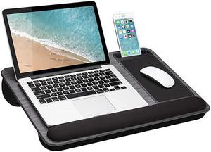 Home Office Pro Lap Desk with Wrist Rest Mouse Pad and Phone Holder Fits Up to 156 Inch Laptops Gray Woodgrain Style No 91595
