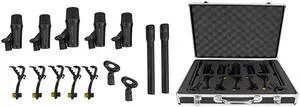 PRO-D7 7 Mic Drum Kit w/Bass+Snare+Condenser Overhead Microphones
