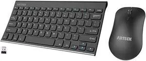 2.4G Wireless Keyboard and Mouse Combo Ultra Compact Slim Stainless Full Size Keyboard and Ergonomic Mouse for Computer/Desktop/PC/Laptop and Windows 10/8/7 Build in Rechargeable Battery