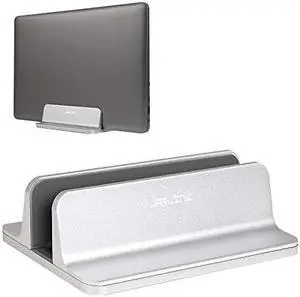 Vertical Laptop Stand, Adjustable Laptop Holder Desktop Stand with Adjustable Dock Size (up to 17.3 inches) Compatible with All MacBook/Surface/Dell/Gaming Laptops (Silver)