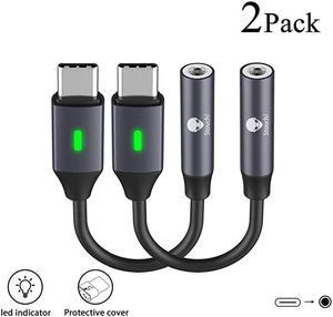 USB C to 35mm Dongle Adapter 2 Packs  Type C Headphone Audio Jack Cable Cord HiFi DAC Chip for Samsung Galaxy S21 S20 Ultra Z Flip Note 20Pixel 54 3 iPad Pro Gray