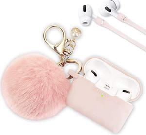 Case for Airpods Pro  Airpod Pro Case Cover for Apple AirPods Pro Wireless Charging Case Cute Air Pods 3 Case Silicone Protective Accessories KeychainPompomStrapCividini Purple