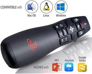 Wireless Powerpoint Presentation Remote Clicker and Keynote Presenter with Wireless Mouse PR820 from
