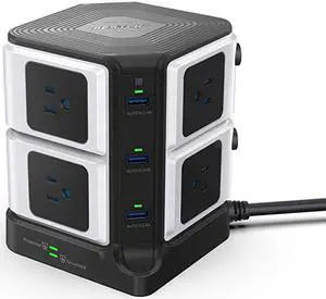 USB Power Strip 8Outlet Surge Protector 1500 Joules with 40W8A 6 USB Charging StationETL ListedDorm Room Accessories