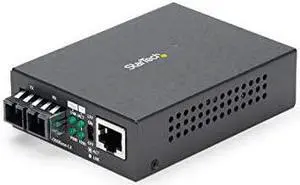 com Singlemode SM SC Fiber Media Converter for 101001000 Network 10km Gigabit Ethernet 1310nm wAuto Negotiation MCMGBSCSM10 Black
