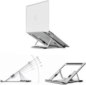 Portable Height Adjustable Folding Laptop Stand,Lightweight Anti-Slip Laptop Riser | Aluminum Notebook/Tablet Stand Compatible with MacBook Pro/Air,ipad Pro,HP, Dell & Any Laptops (Silver)