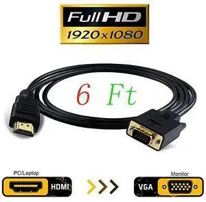 HDMI to VGA Adapter Cable VGA to HDMI Adapter Monitor DSUB to HDMI 15 Pin to HDMI Adapter Male to VGA Male Connector Cord Transmitter oneWay Transmission for Computer PC