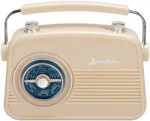 Radio FM AM Portable Radios Vintage Stable Reception Easy Use Dual Power Operation Big Handle Large Knob AC Adaptor Metal Antenna Headset Jack for Home Car Office Good Gift Cream