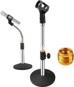 Microphone Stand Desk Mic Stand Desktop Microphone Stand Adjustable Tabletop Microphone Stand with Gooseneck Mic Clip 58quot Male to 38quot Female Screw for Blue Yeti Snowball Christmas gift