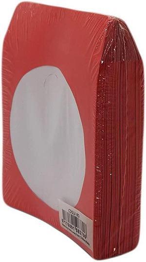 CDSLV-100-RD Premium Thick Red Paper CD/DVD Sleeves Envelope with Window Cut Out and Flap