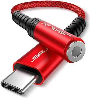 USB Type C to 35mm Female Headphone Jack Adapter  USB C to Aux Audio Dongle Cable Cord Compatible with Pixel 4 3 2 XL Samsung Galaxy S20 Ultra Z Flip S20+ Note 10 S10 S9 Plus iPad ProRed
