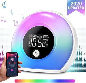 Night Light Alarm Clock for Kids Wake Up Alarm Clock Bluetooth Speaker Night Light for Girl Tap to Change Color Lights Digital LED Clock