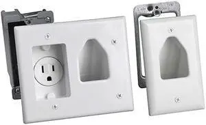 Electronics 50-3321-WH-KIT Flat Panel TV Cable Organizer Remodeling Kit with Power Outlet - White