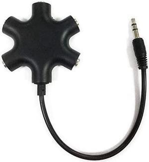 Multi Headphone Audio Splitter Connector Multi Headphone Splitter 35mm Audio Stereo Splitter Cable 1 Male to 5 Port Female Earphone Headset Splitter Adapter Compatible with iPhone Samsung