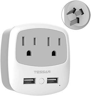 China Australia New Zealand Power Plug Adapter  Type I Travel Adaptor with 2 USB Ports 2 American Outlets US to Australian AU Fiji Argentina Charger Adapter