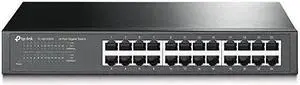 24 Port Gigabit Ethernet Switch | Desktop Rackmount | Limited Lifetime Protection | Plug Play | Shielded Ports | Sturdy Metal | Fanless Quiet | Traffic Optimization | Unmanaged TLSG1024S