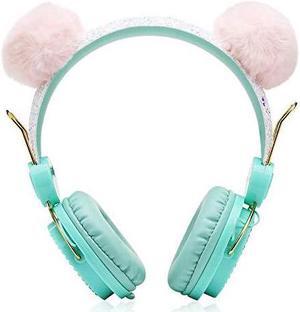 Headphones for Girls Cute Bear Ear Wired Girls Headphones for School Travel Christmas Birthday Gifts Pink