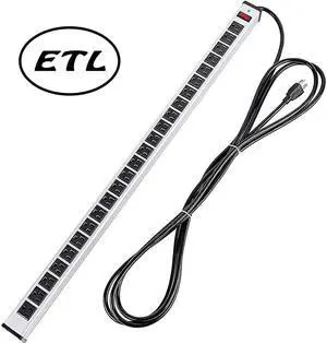 Protector Power Strip 24outlet ETL Certified Long Heavy Duty Metal Power Strip with 15Foot Long Extension Power Cord