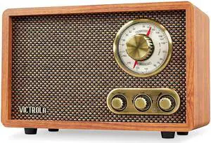 Retro Wood Bluetooth FMAM Radio with Rotary Dial Walnut