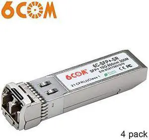 4Pack 10GBaseSR SFP+ Transceiver 10G 850nm LC MMF Module up to 300 Meters Compatible with Cisco SFP10GSR Ubiquiti DLink Supermicro Netgear Mikrotik ZTE