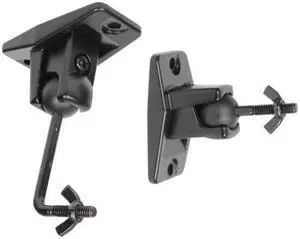 Speaker Wall Ceiling Mount Bracket One Pair for Universal Satellite, fits Keyhole and Thread Hole with 1/4 20 Threads, 4mm and 5mm Black 1ST