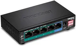 5Port Gigabit Long Range PoE+ Switch TPELG50 4 x PoE+ Ports 1 x Gigabit Port Camera DIP Switch extends PoE+ 200m 656 ft Lifetime Protection Black