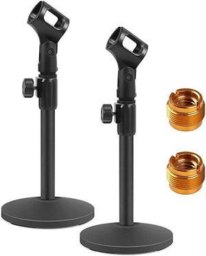 Desktop Microphone Stand Upgraded Adjustable Table Mic Stand with Mic Clip and 58 Male to 38 Female Screw for Blue Yeti Snowball Spark Other Microphone Pack of 2