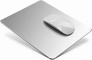 Aluminum Mouse Pad, Office and Gaming Thin Hard Mouse Mat Double Sided Waterproof Fast and Accurate Control Mousepad for Laptop, Computer and PC,9.45 X 7.87 Inch,Silver