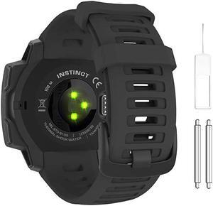 Watch Band Compatible with Garmin Instinct Sports GPS Smart Watch Soft Silicone Adjustable Replacement Strap Fit Garmin InstinctInstinct TideInstinct Tactical Black