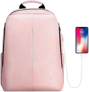 Laptop Backpack Casual Daypack with USB Port for Travel School Work Pink