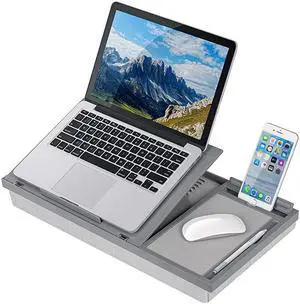 Ergo Pro Lap Desk with 20 Adjustable Angles Mouse Pad and Phone Holder Gray Fits up to 156 Inch Laptops and Most Tablets Style No 49405