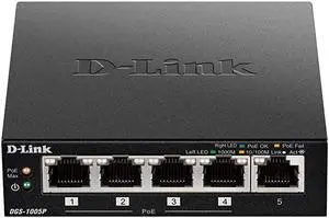 PoE Switch 5 Port Ethernet Gigabit Unmanaged Desktop Switch with 4 PoE Ports 60W Budget DGS1005P Black