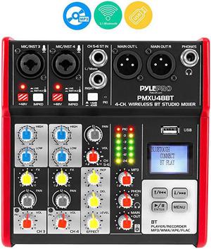 Sound 4 Channel Bluetooth Compatible Professional Portable Digital DJ Console WUSB Mixer Audio InterfaceMixing Boards for Studio Recording PMXU48BT5