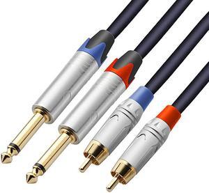 Dual 14 inch TS to Dual RCA Stereo Audio Interconnect Cable Patch Cords 66 feet