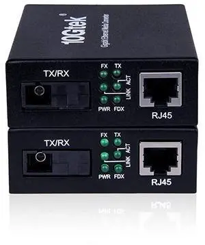 Gigabit Ethernet Fiber Media Converters a pair of 101001000M RJ45 to 1000M BiDirectional SingleMode SC Fiber up to 20KM